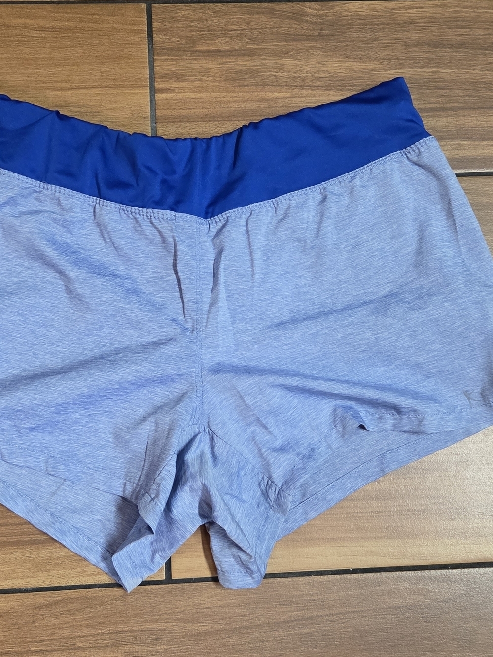 Danskin Now Light Heather Blue Shorts with Royal Blue Waistband